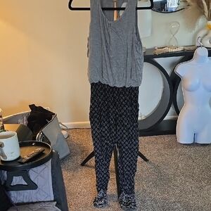 Gray and Black Jumpsuit with Speckled Pants